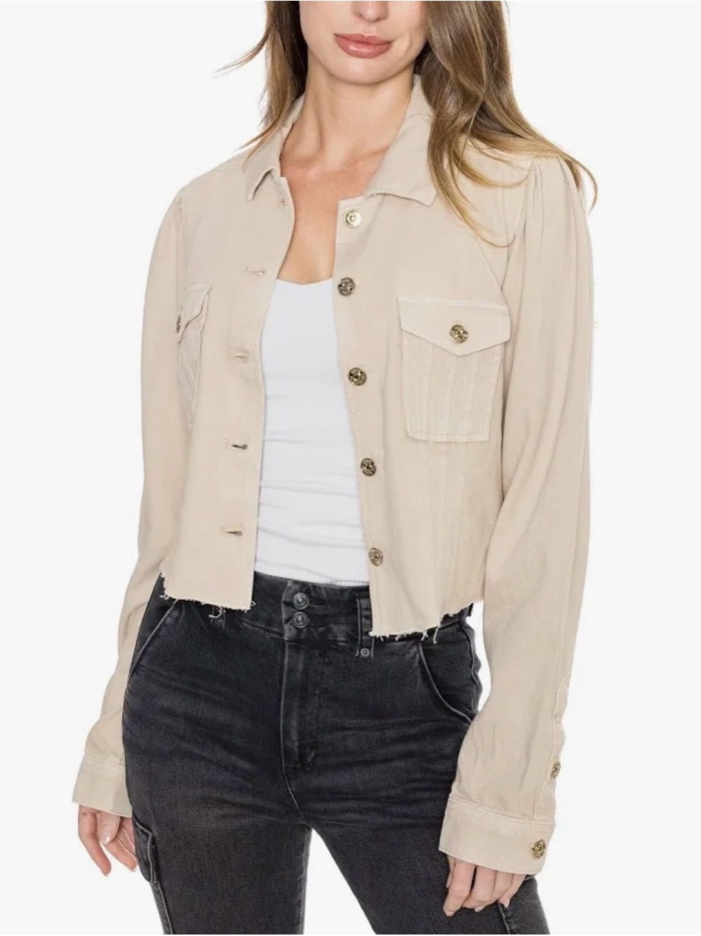 PAIGE Pacey Cropped Denim Jacket Size XL